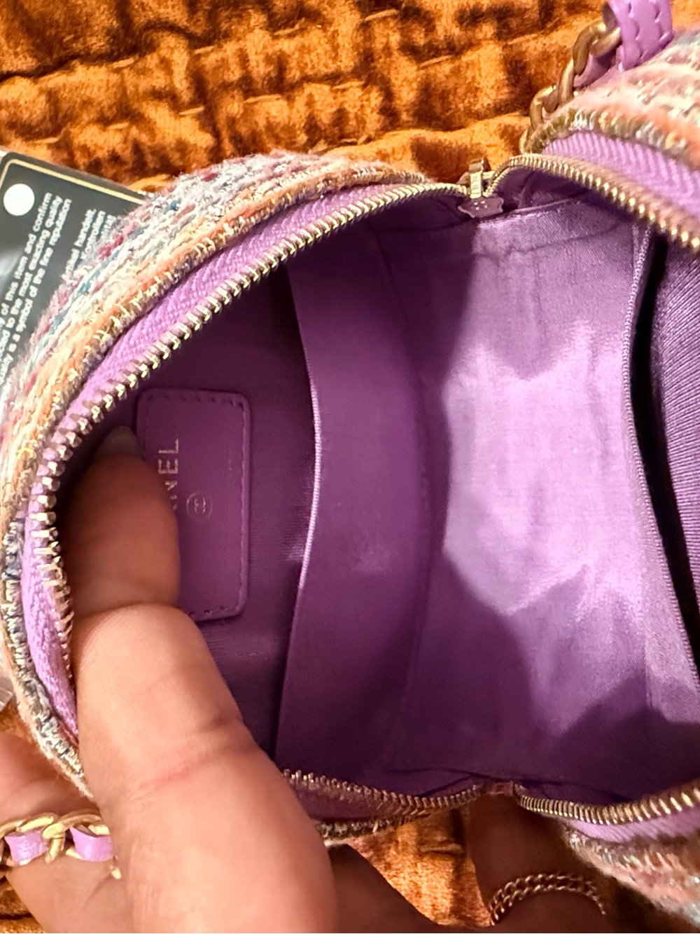 CHANEL - Purple Tweed Filigree Round Clutch Crossbody Bag - Picture 12 of 16